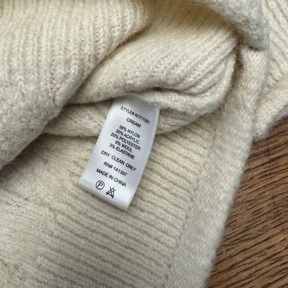 ASTR The Label Womens Sweater S Ivory Cable Knit Mock Neck Cropped - Picture 6 of 11